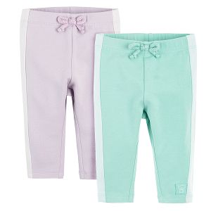 Violet and light green jeggings- 2 pack