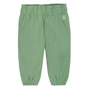 Olive trousers with elastic waist band