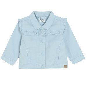 Light denim jacket with ruffle