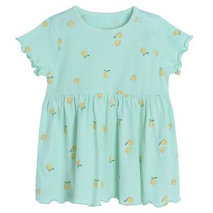 Light green summer dress with lemons print