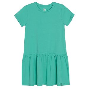 Mint short sleeve dress with wide skirt