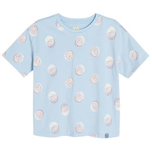 Blue polka dot short sleeve T-shirt