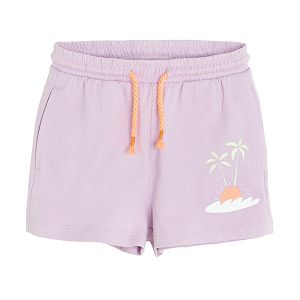 Light violet shorts with elastic waist