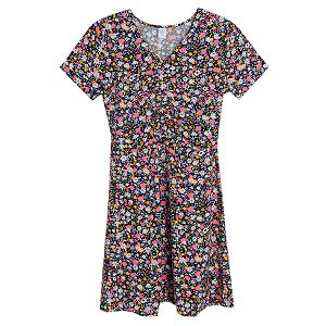 Nlack floral short sleeve summer dress