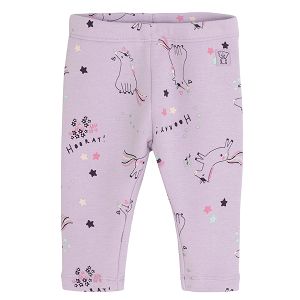 Purple leggings with unicorns print