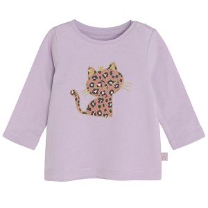 Purple long sleeve blouse with tiger print