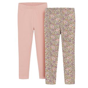 Pink and floral jeggings- 2 pack