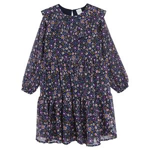 Blue floral long sleeve dress