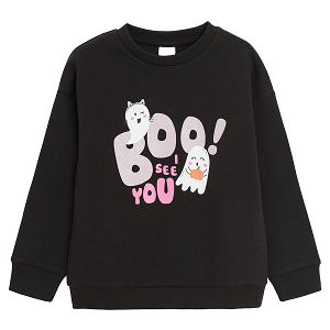 Halloween black sweatshirt with ghost print