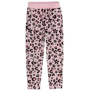 Pink jogging pants with flowers print