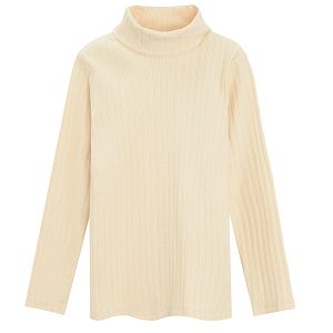 Ecru turtleneck long sleeve blouse