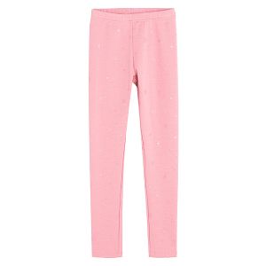 Dusty pink jeggings with small snowflakes print