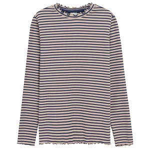 Light beige striped long sleeve T-shirt