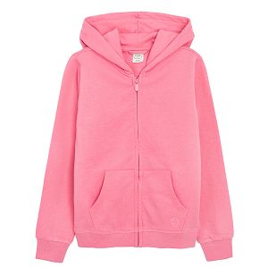 Pink hooded zip through sweatshirt