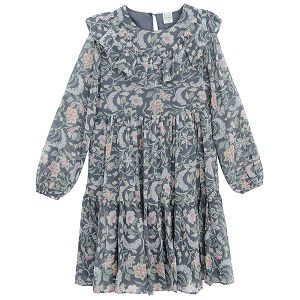 Blue floral long sleeve dress