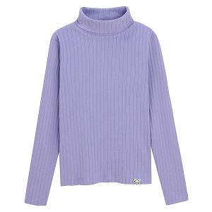 Purple turtleneck long sleeve blouse