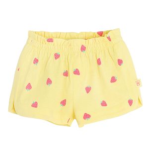 Yellow shorts with strawberries print
