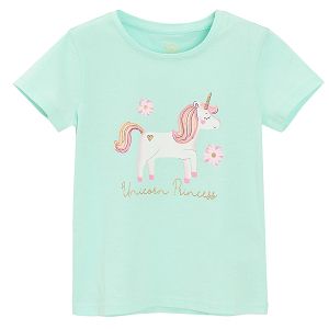 Mint T-shirt with unicorn print