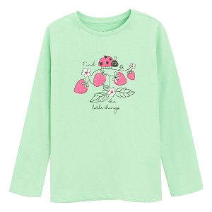 Mint long sleeve blouse with ladybug print