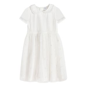 שמלה חגיגית לבנה עם שרוולים קצרים