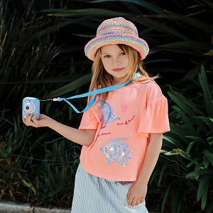 Peach T-shirt with fish print