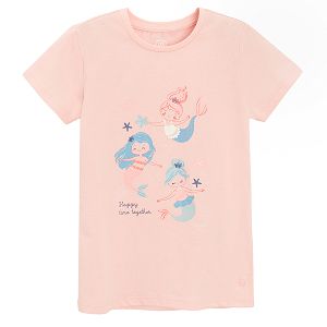 Light pink T-shirt with mermaids print