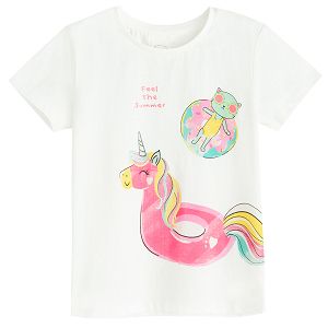 White T-shirt with FEEL THE SUMMER print