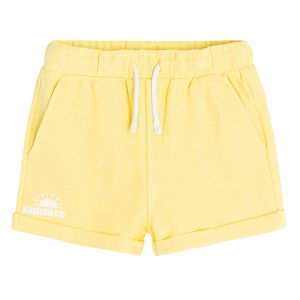 Yellow shorts with cord on the waist