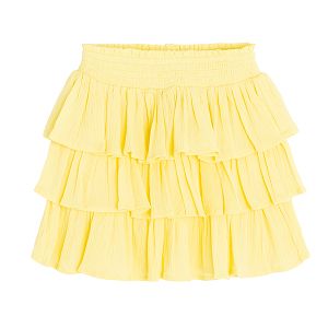 Yellow skirt with elastic waist and ruffles