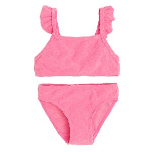 Pink bikini bathing suit with flowers print