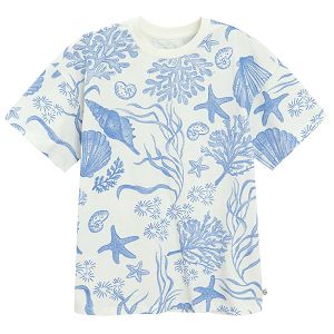 White T-shirt with sea world print