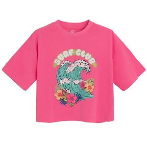 Pink T-shirt with Surf Club print