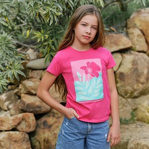 Fuchsia T-shirt with Welcome to my sunshine state of mind print