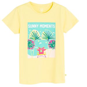 חולצת טריקו צהובה עם הדפס 'Sunny moments'
