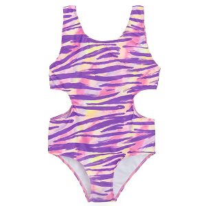 Purple and tie dye swim suit