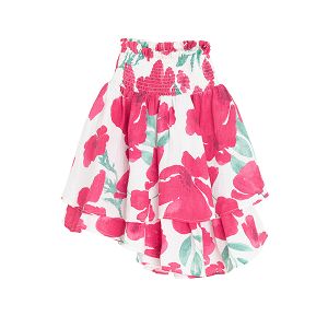Pink floral skirt with elastic waist