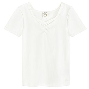 White T-shirt with V neck