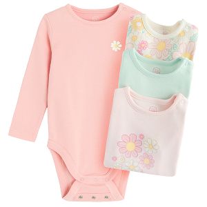 Pastel and floral long sleeve bodysuits - 4 pack