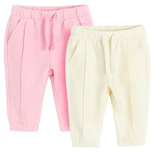 Pink and cream sweatpants with cord- 2 pack