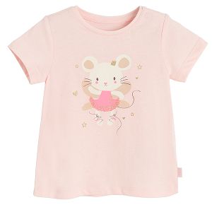 Pink T-shirt with animal ballerina print