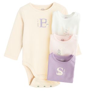 Pastel color long sleeve bodysuits- 4 pack