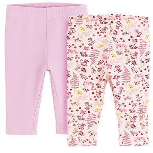 Floral and violet jeggings- 2 pack