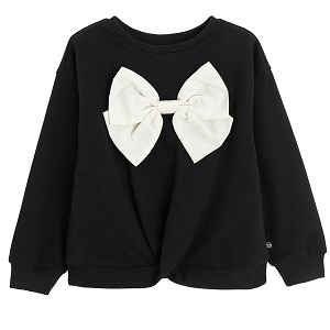 Dark grey sweatshirt with white bow