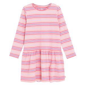 Stripped long sleeve casual dress