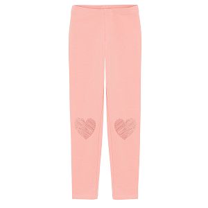 Pink leggings with hearts on the knees print