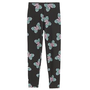 Dark grey leeggings with butterflies print