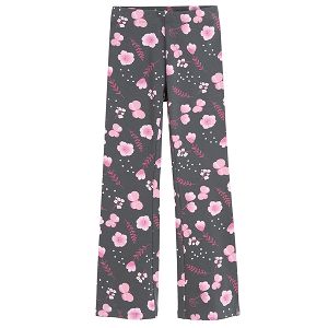 Grey with pink flowers print jeggings