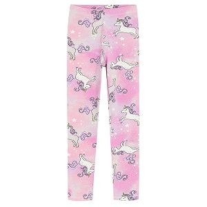 Purple leggings with unicorns print