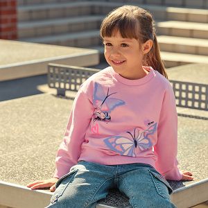 Pink sweatshirt with butterflies print