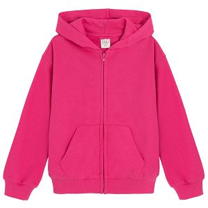 Pink zip through hooded sweatshirt